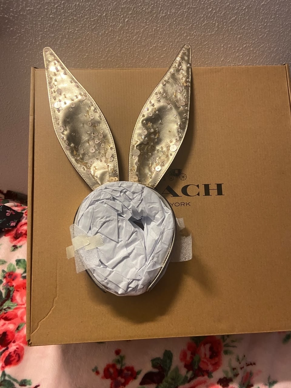 NWT COACH Leather Sequin Bunny Ear Headband
